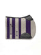 Grey and purple striped ANDRIAN saddle pad with VALOR cut-outs and ergonomic horse fit