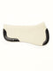 Cream wool felt half saddle pad with black trim, curved profile, and contoured ergonomic design.