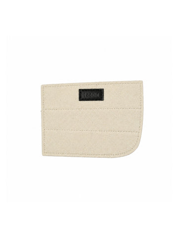 Product image of a cream felt insert with a black 12 MM label isolated on a white background.