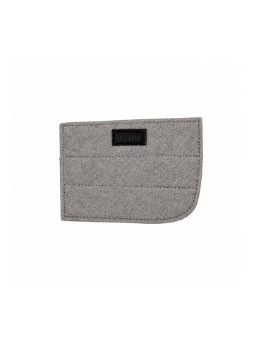 Rectangular grey felt insert with rounded corner and 12 MM patch shown in a studio product photo.