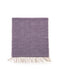 Handwoven violet alpaca and cashmere scarf with natural texture and cream fringe.