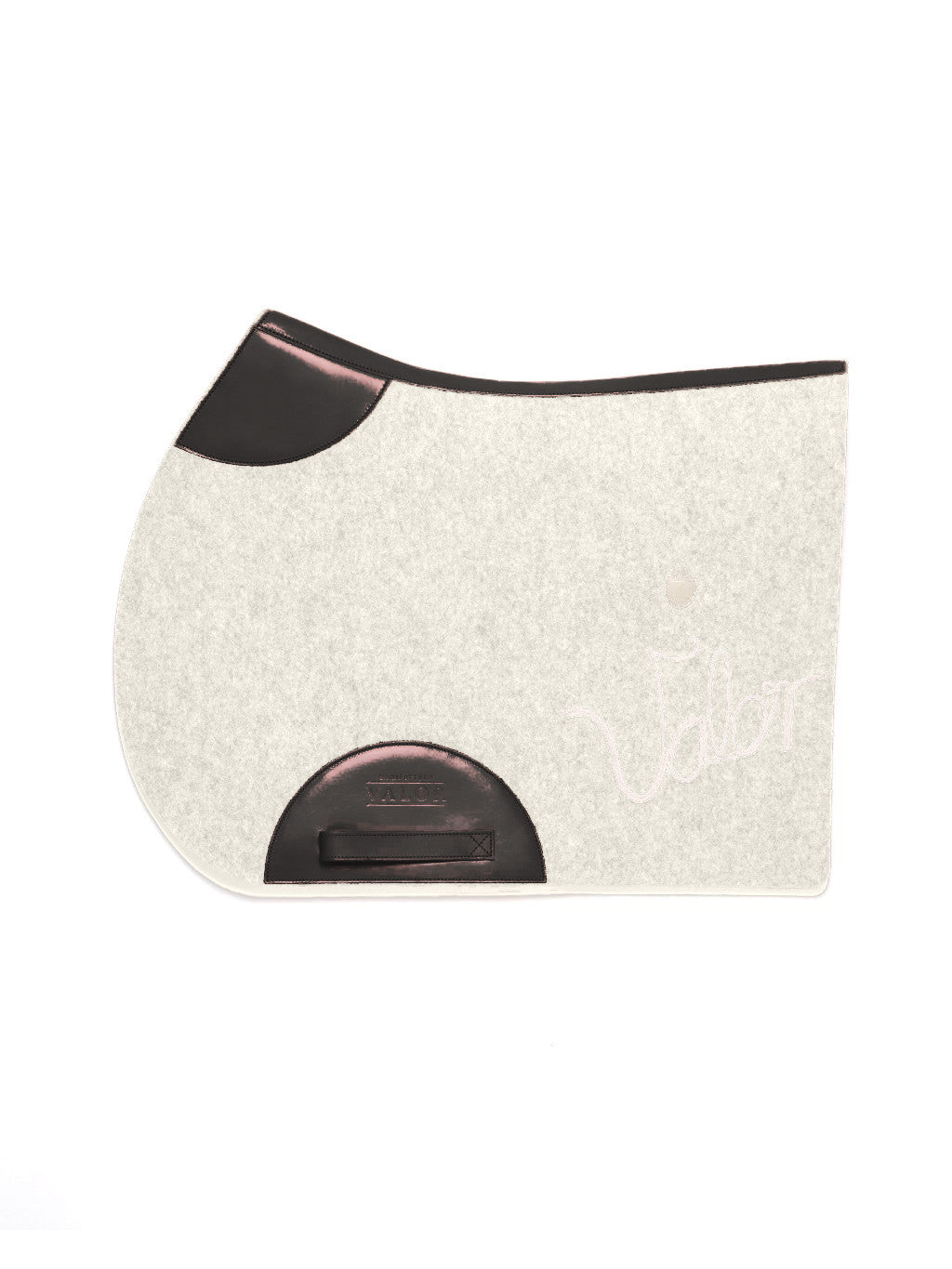 VALOR Signature saddle pad in natural white felt with black leather (colour preview)