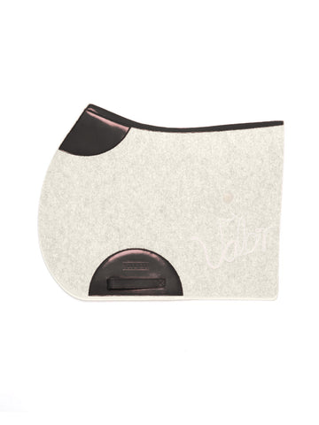 VALOR Signature saddle pad in natural white felt with black leather (colour preview)