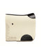 Cream equestrian saddle pad featuring black calf leather details and decorative cut-out finish