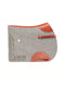 Grey wool felt cut-out saddle pad, rust-orange calf nappa trim, with strap