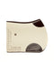 Cream saddle pad with cut-out felt design and dark brown leather trim, without strap