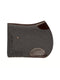 Charcoal wool felt saddle pad with laser-cut-out pattern, dark brown leather trim, without strap
