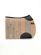 ANDRIAN striped saddle pad in beige and grey merino wool felt with black calf leather reinforcements