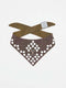Manifattura VALOR BANDANA-WOLKENSTEIN reflective silk dog bandana with a lemon and grey teardrop diamond leaf pattern.