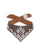 Manifattura VALOR BANDANA-WOLKENSTEIN reflective silk dog bandana with an orange and grey teardrop diamond leaf pattern.
