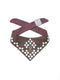 Manifattura VALOR BANDANA-WOLKENSTEIN reflective silk dog bandana with a purple and grey teardrop diamond leaf pattern.