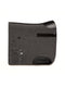 Contoured dark grey wool felt saddle pad featuring a butterfly cut-out design and polished black leather trim. 