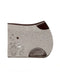 The Farfalla show jumping saddle pad in silver-grey and brown leather, featuring a clean strapless silhouette.