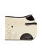 Stylish FARFALLA show jumping pad in white felt and black leather with straps for secure fit