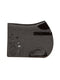 Premium FARFALLA anthracite show jumping saddle pad featuring black leather edges and straps