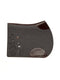 Premium FARFALLA anthracite show jumping saddle pad featuring brown leather edges, no straps