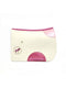 White wool felt pony saddle pad with pink leather trim and a circular horse embroidery patch by Manifattura Valor.