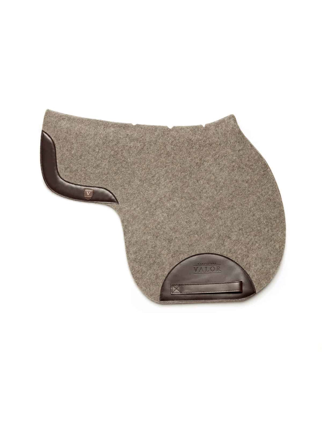 Silvergrey MOENA show jumping pad featuring seamless back curve and brown leather details