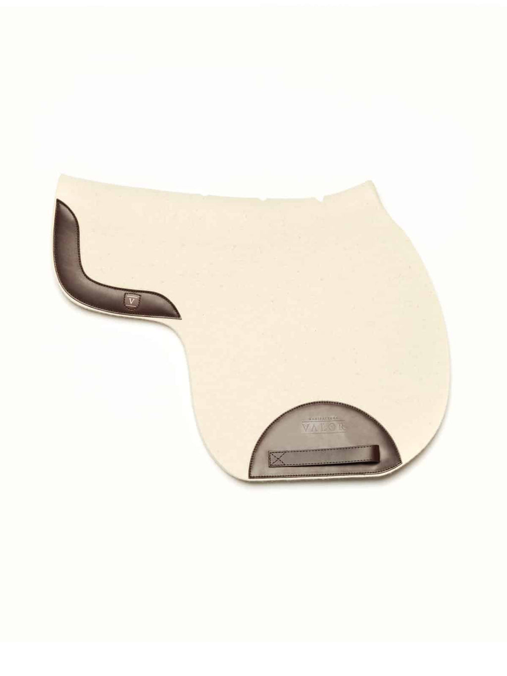 Premium cream wool felt saddle pad with dark brown leather accents for breathable comfort