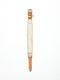 An off-white natural hand-knotted macramé rope dog collar from Manifattura VALOR featuring cognac leather adjustments, a brass roller buckle, and a circular gold monogram charm