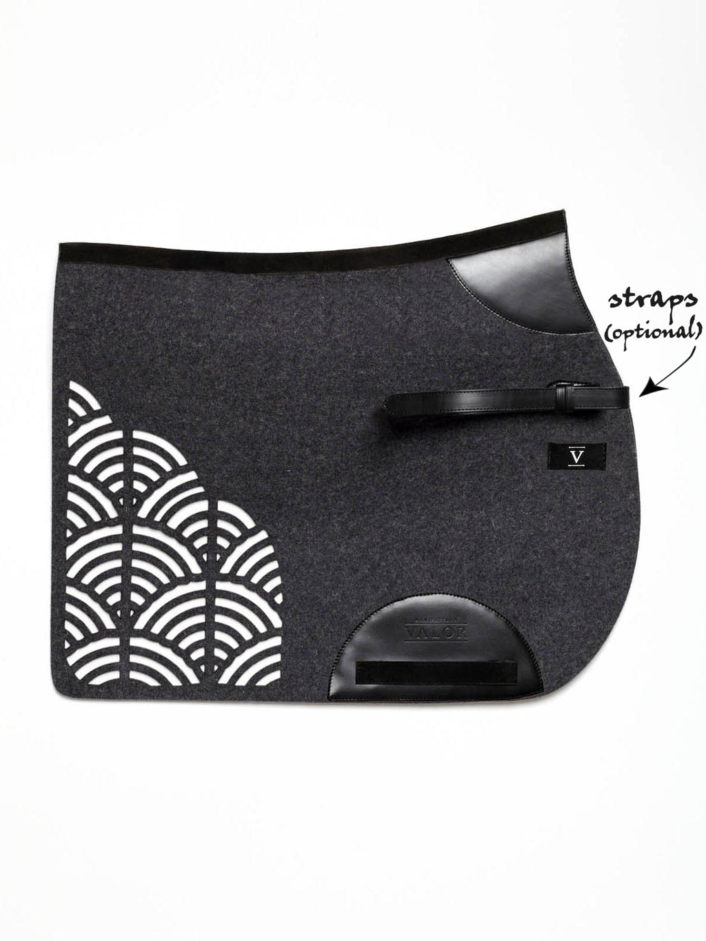 STERZING show jumping horse pad, anthracite color, black leather trim, no straps.