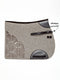 Grey wool felt horse saddle pad with black leather trim, an intricate laser-cut fan pattern, and an optional leather strap by Manifattura Valor.
