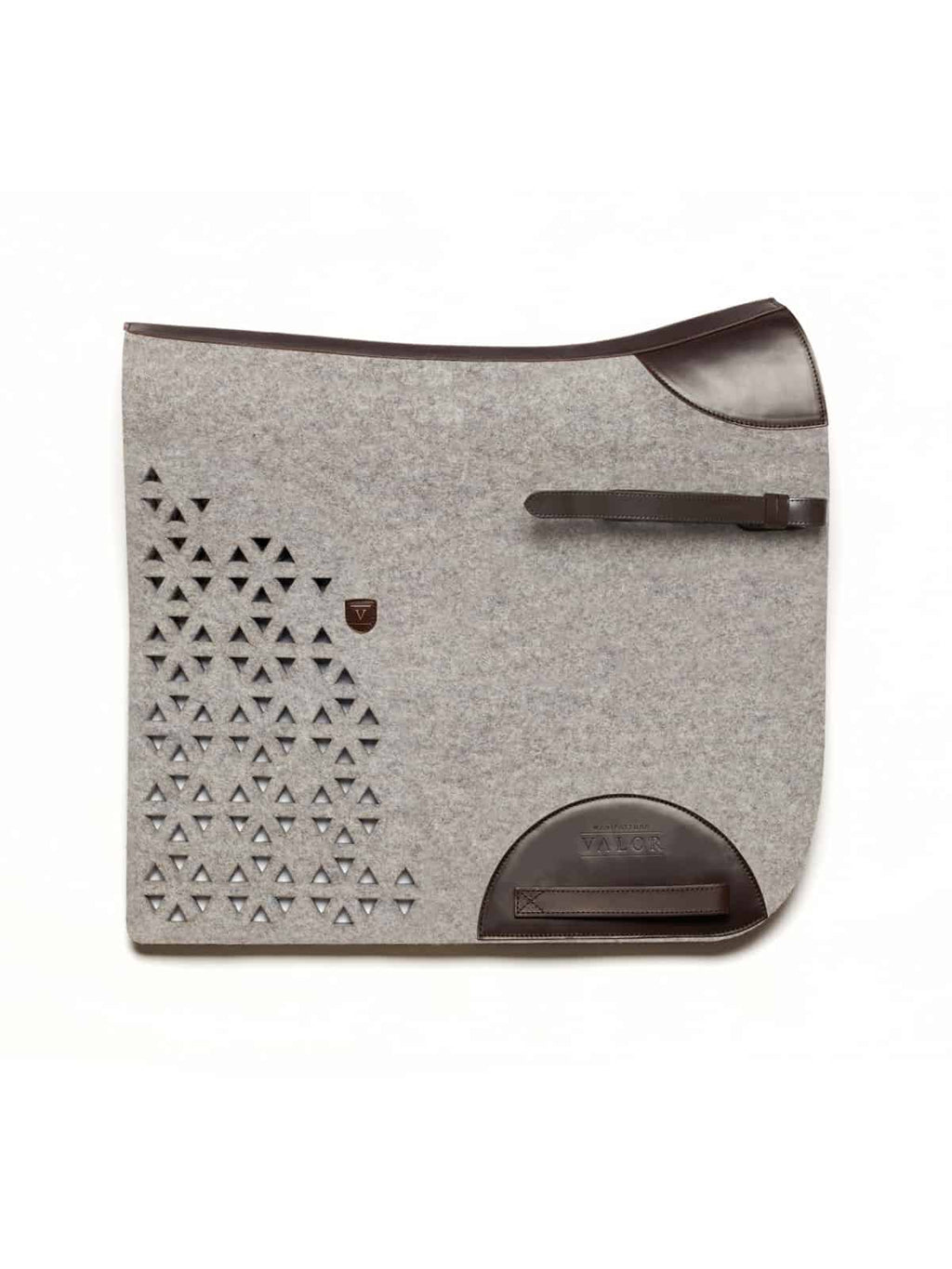 Luxury wool felt saddle pad with leather edging, adjustable straps, and shock-absorbing design