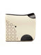 Ergonomic cream wool felt saddle pad with black leather trim and geometric cut-out detailing.