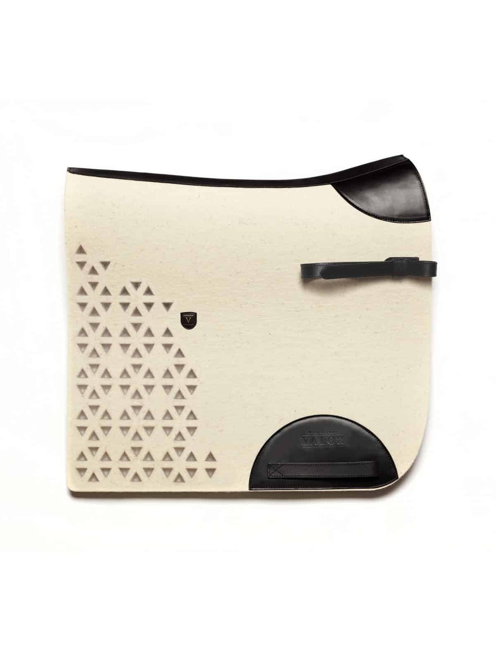 Breathable natural wool horse saddle pad with durable leather finish and modern cut-out styling