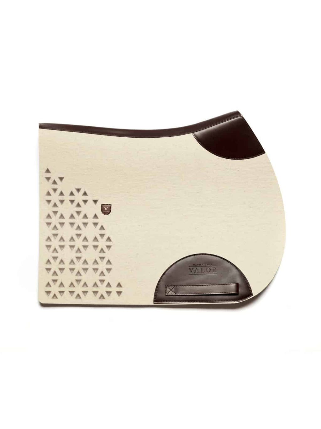 Pure wool felt saddle pad featuring a cut-out design and breathable leather detailing