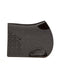 Premium cut-out saddle pad in charcoal wool felt with leather trim and seamless back curve