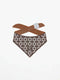 Dog safety bandana in brown silk, reflective triangle pattern for visibility at twilight