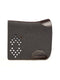 Sustainable grey felt horse saddle pad with a dark brown leather girth patch and diamond-shaped cut-outs