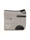 Sliver grey wool felt saddle pad with black leather corner pieces, an adjustable top strap, and diamond cut-outs.