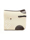 Cream wool felt saddle pad by Valor with decorative diamond cut-outs and an adjustable brown leather upper strap