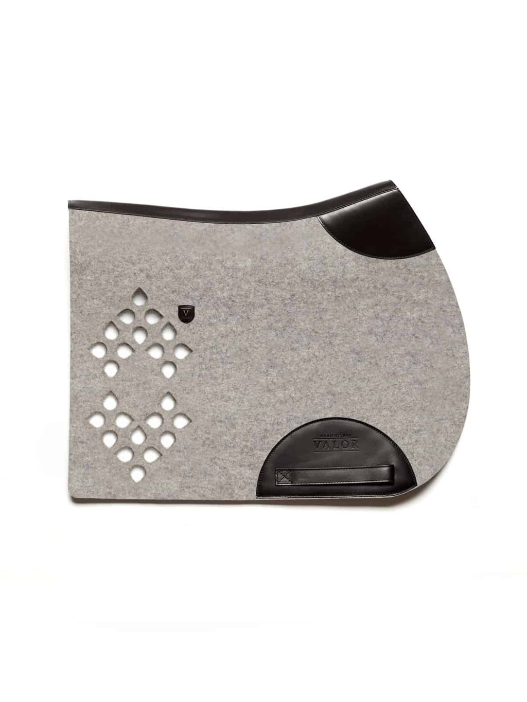WOLKENSTEIN show jumping saddle pad in silvergrey with black leather, 51x47 cm, no straps