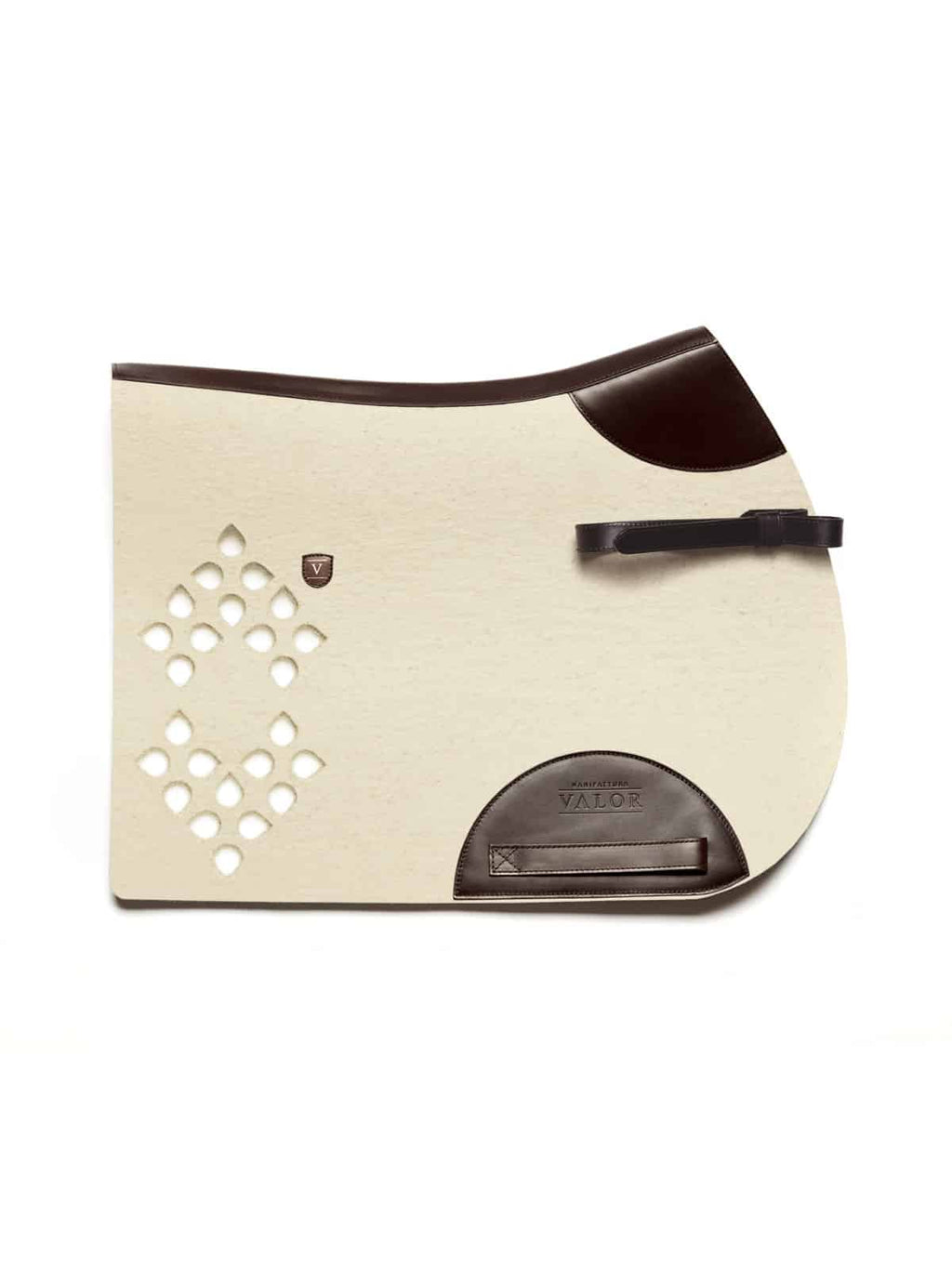 Show jumping saddle pad natural white WOLKENSTEIN with brown leather and side straps