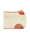 Cream natural felt saddle pad featuring tan leather trim sections and a diamond cut-out pattern