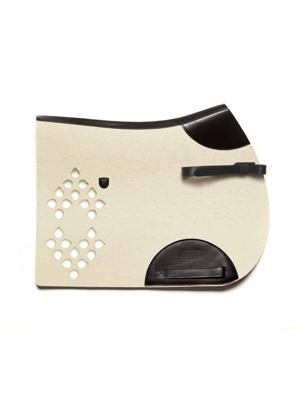 WOLKENSTEIN show jumping saddle pad natural white with black leather and side straps