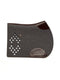 Clean anthracite WOLKENSTEIN saddle pad with brown leather, ideal for show jumping performance